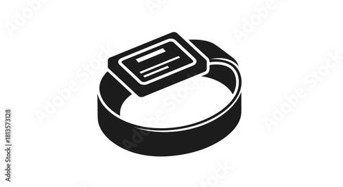 Electronic monitoring ankle bracelet icon vector illustration in flat glyph style isolated on white background