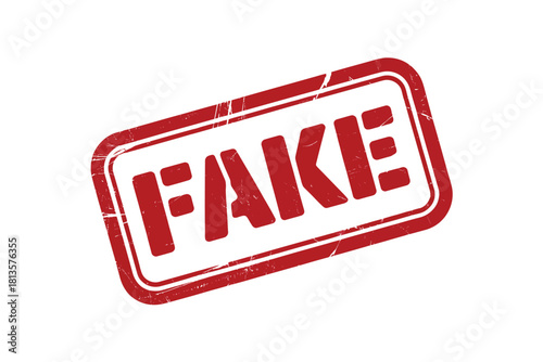 Red stamp with the word fake