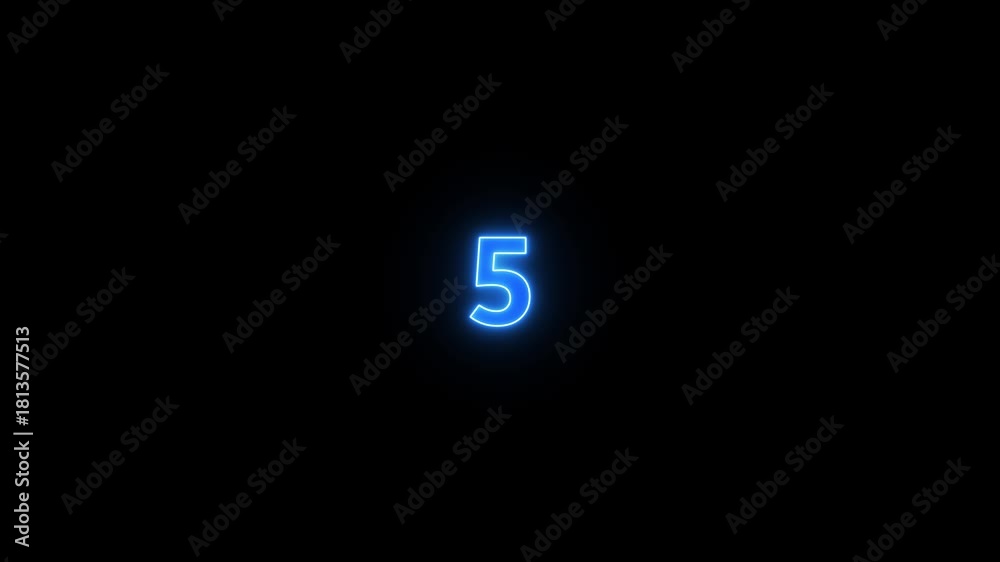 10 second countdown timer animation with neon number text glowing from ...
