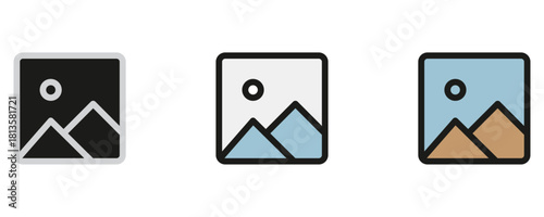 Landscape photo icon set for website design offering a modern, clean style for user interface and a visually appealing mobile app experience