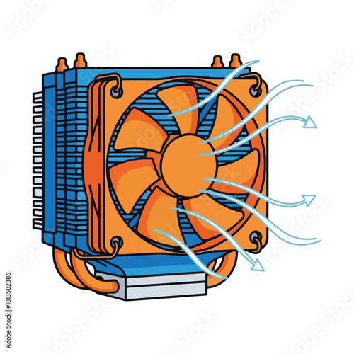 CPU Cooler Fan with Heat Sink for Computer Processor Cooling System.