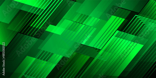 Green lines techno abstract background overlap layer on dark space with diagonal shape effect decoration. Modern graphic design element stripes style concept for web banner, card, or brochure cover