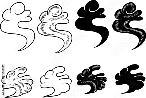 Chinese cloud vector for coloring book and printing on white background.Traditional Japanese culture element for tattoo design and idea.Cloud and wave illustration.Clip art.Fire vector