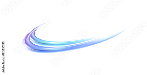 Neon lines of blue speed. Dynamic traces of light movement. Light wave of the trace, line of the trace. Futuristic neon light lines. Light movement