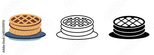 Clean isolated waffle flat vector illustration