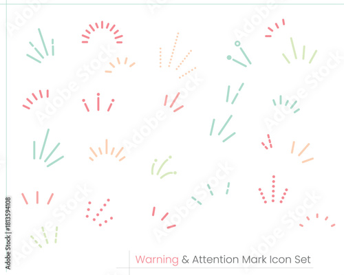 Awareness Line Illustration Set – Attention Indicators, Surprise Icons, and Decorative Points