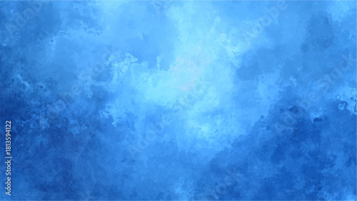Abstract Dramatic Deep Blue Cloudscape Texture With Watercolor Background with Bright Central Glow for Fantasy, Sci-Fi, Aquatic & Digital Design.