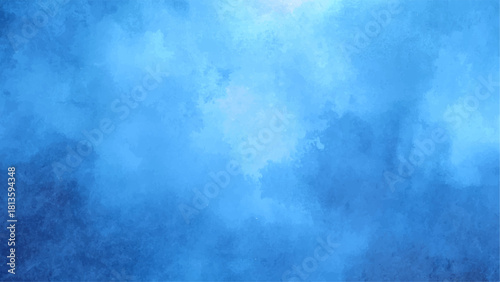Abstract Dramatic Deep Blue Cloudscape Texture With Watercolor Background with Bright Central Glow for Fantasy, Sci-Fi, Aquatic & Digital Design.