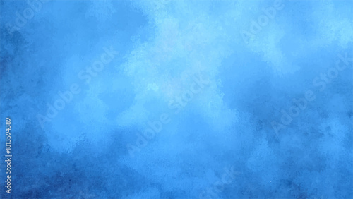 Abstract Dramatic Deep Blue Cloudscape Texture With Watercolor Background with Bright Central Glow for Fantasy, Sci-Fi, Aquatic & Digital Design.
