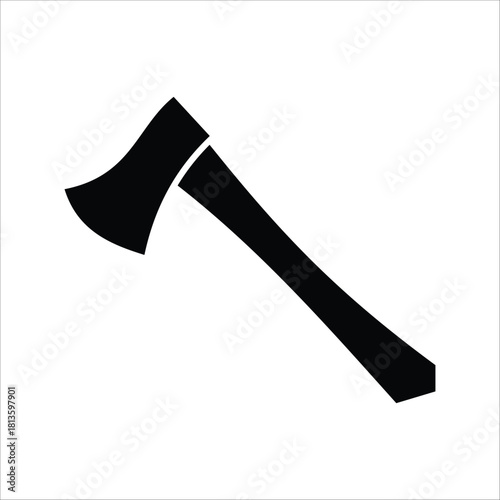 Simple black silhouette of an axe, a universal symbol of craftsmanship, outdoor work, and traditional tools, perfect for graphic design elements and robust utility concepts