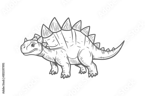 Sturdy dinosaur with distinct spiked back, showcasing playful pose and details