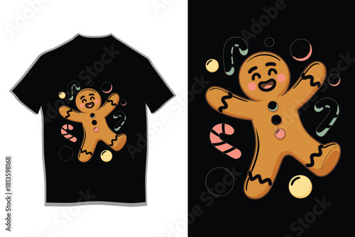Cute Happy Gingerbread Man Candy Sprinkles Design