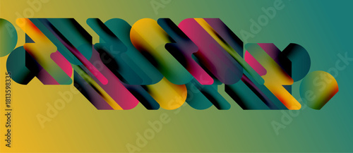 Abstract composition featuring overlapping colorful rectangles. Shapes create dynamic visual texture, gradients add depth. Background contrasts vividly.