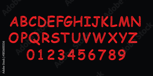 Hand drawn scribble kid typescript alphabet