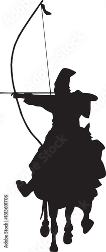 日本の伝統祭事である流鏑馬のシルエット