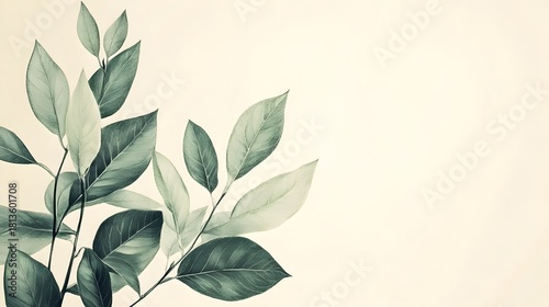 Beautiful Lush Green Foliage on Elegant Natural Botanical Background