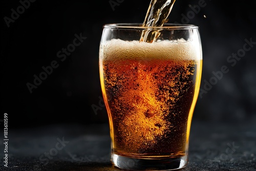 Wallpaper Mural Refreshing Dark Beverage Poured into Clear Glass with Bubbly Froth Against Dark Moody Background Torontodigital.ca