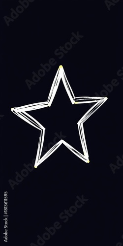 Hand-drawn star outline with a slightly imperfect, whimsical feel, suitable for creative use,  sketch,  chalk