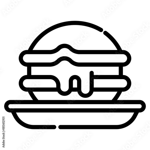 Dorayaki. This is a vector single icon with a dashed line style. It is suitable for various purposes, including website design, mobile app design, and logo design.