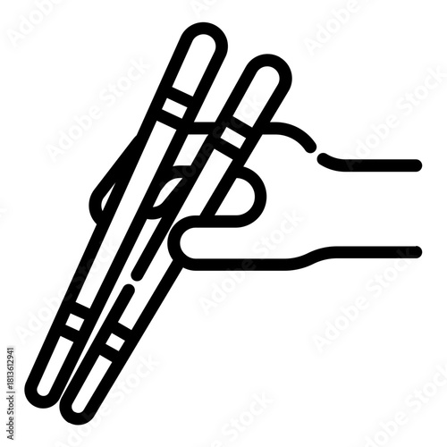 Japanese chopsticks. This is a vector single icon with a dashed line style. It is suitable for various purposes, including website design, mobile app design, and logo design.