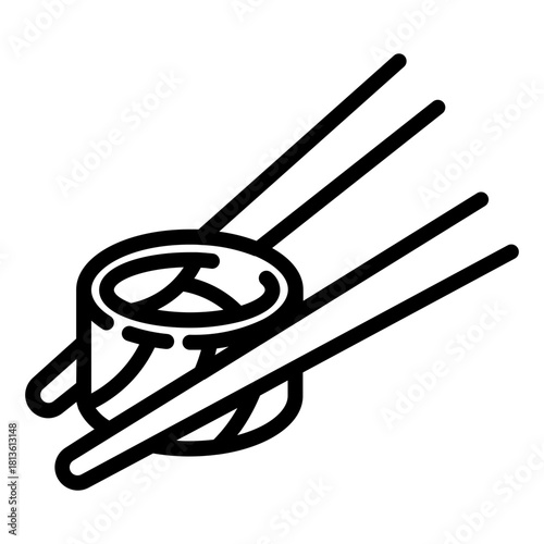 Sushi roll. This is a vector single icon with a dashed line style. It is suitable for various purposes, including website design, mobile app design, and logo design.