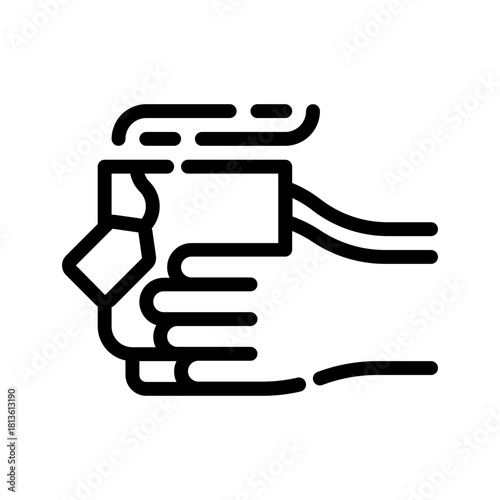 Tea ceremony. This is a vector single icon with a dashed line style. It is suitable for various purposes, including website design, mobile app design, and logo design.