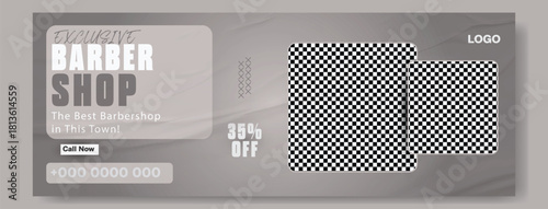 Barbershop social media square flyer and instagram haircut post banner.
Barber shop poster banner template flat design.