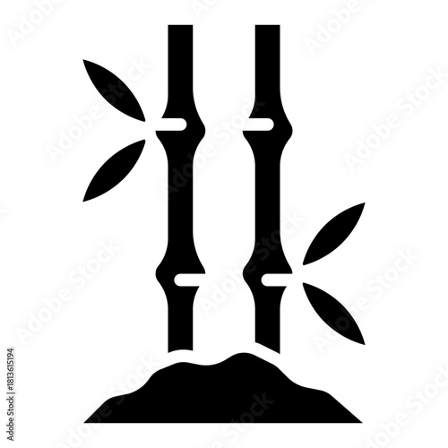 Bamboo. This is a vector single icon with a solid style. It is suitable for various purposes, including website design, mobile app design, and logo design.