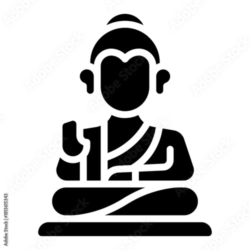 Great Buddha. This is a vector single icon with a solid style. It is suitable for various purposes, including website design, mobile app design, and logo design.