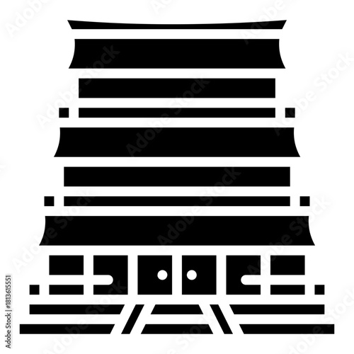 Japanese pagoda. This is a vector single icon with a solid style. It is suitable for various purposes, including website design, mobile app design, and logo design.