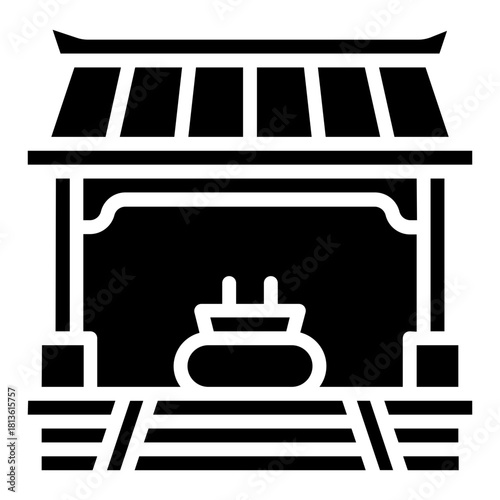 Shinto shrine. This is a vector single icon with a solid style. It is suitable for various purposes, including website design, mobile app design, and logo design.