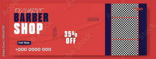 Barbershop social media square flyer and instagram haircut post banner.
Barber shop poster banner template flat design.