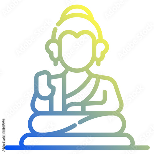 Great Buddha. This is a vector single icon with a dashed line gradient style. It is suitable for various purposes, including website design, mobile app design, and logo design.