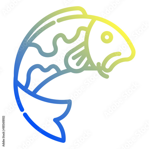 Koi. This is a vector single icon with a dashed line gradient style. It is suitable for various purposes, including website design, mobile app design, and logo design.