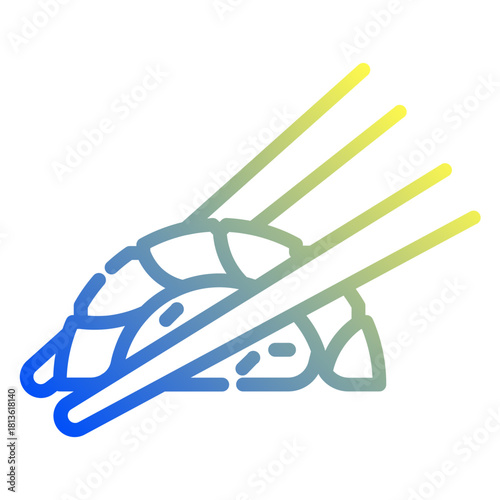 Nigiri sushi. This is a vector single icon with a dashed line gradient style. It is suitable for various purposes, including website design, mobile app design, and logo design.