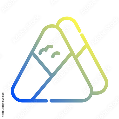 Onigiri. This is a vector single icon with a dashed line gradient style. It is suitable for various purposes, including website design, mobile app design, and logo design.