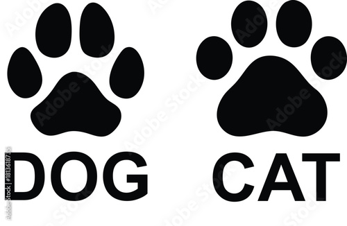 Paw icon set. Cat or dog paw icon silhouette vector illustration. Paw icon outline. print vector illustration