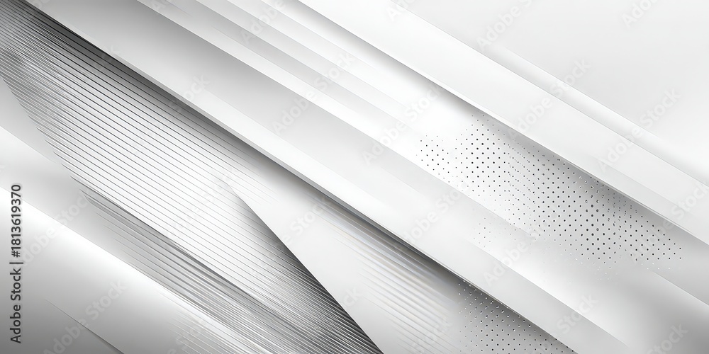Obraz premium Abstract Geometric Composition in Shades of Gray and White with Diagonal Lines and Dotted Texture
