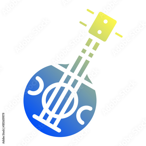 Biwa instrument. This is a vector single icon with a solid gradient style. It is suitable for various purposes, including website design, mobile app design, and logo design.