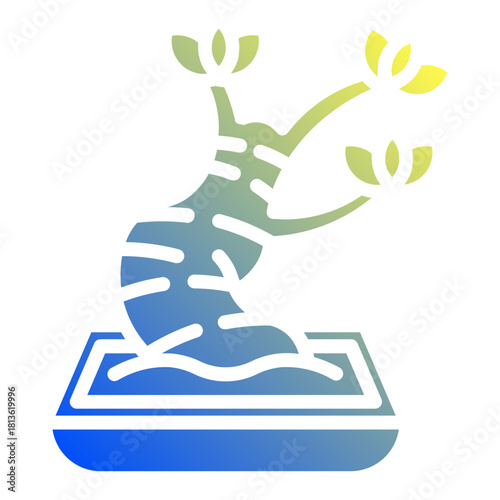 Bonsai tree. This is a vector single icon with a solid gradient style. It is suitable for various purposes, including website design, mobile app design, and logo design.