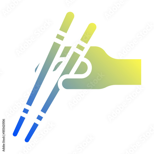 Japanese chopsticks. This is a vector single icon with a solid gradient style. It is suitable for various purposes, including website design, mobile app design, and logo design.