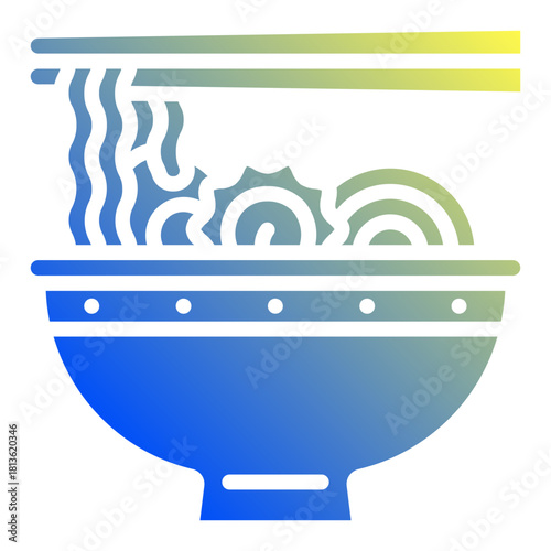 Ramen bowl. This is a vector single icon with a solid gradient style. It is suitable for various purposes, including website design, mobile app design, and logo design.