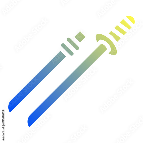 Samurai sword. This is a vector single icon with a solid gradient style. It is suitable for various purposes, including website design, mobile app design, and logo design.
