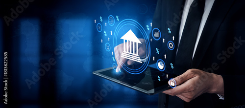 The influence of central bank monetary policy on the global banking system and economy. A concept of interest rates, inflation, and growth. Motif