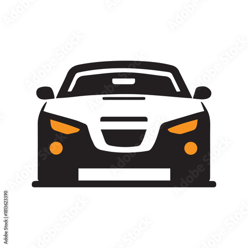 Front view of a modern car, a sleek vector icon representing automotive and transportation concepts