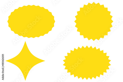 Black starburst sale price seals, stickers and labels for callout and splash, vector star rosettes. Oval and sunburst, stamp and tag badge silhouettes for price promotion labels or sale discount promo