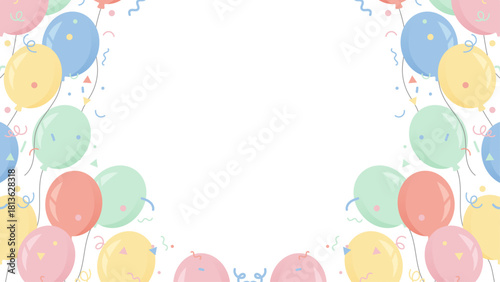 Cadre festif de ballons pastel – Décor coloré pour invitations et événements