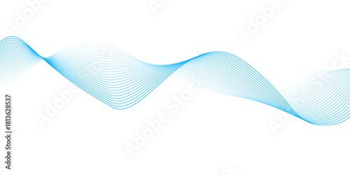Abstract blue vector background with flowing wavy lines and gradient digital pattern