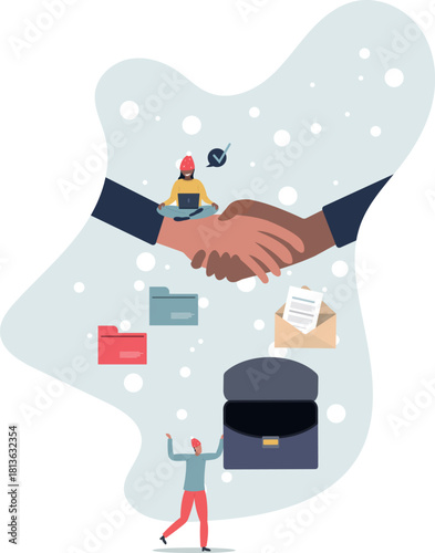 Deal sealed and successful contract agreement handshake .life and employment of people.