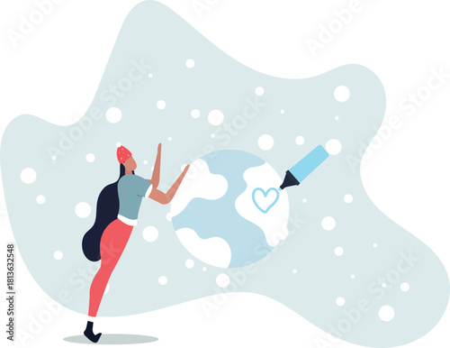 Sustainable lifestyle concept character taking care of nature.life and employment of people.